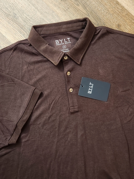 BYLT Basics Other - BYLT NWT Premium Basics Comfort Wool Polo Men's 3XL Big & Tall Brown MTPOL0419